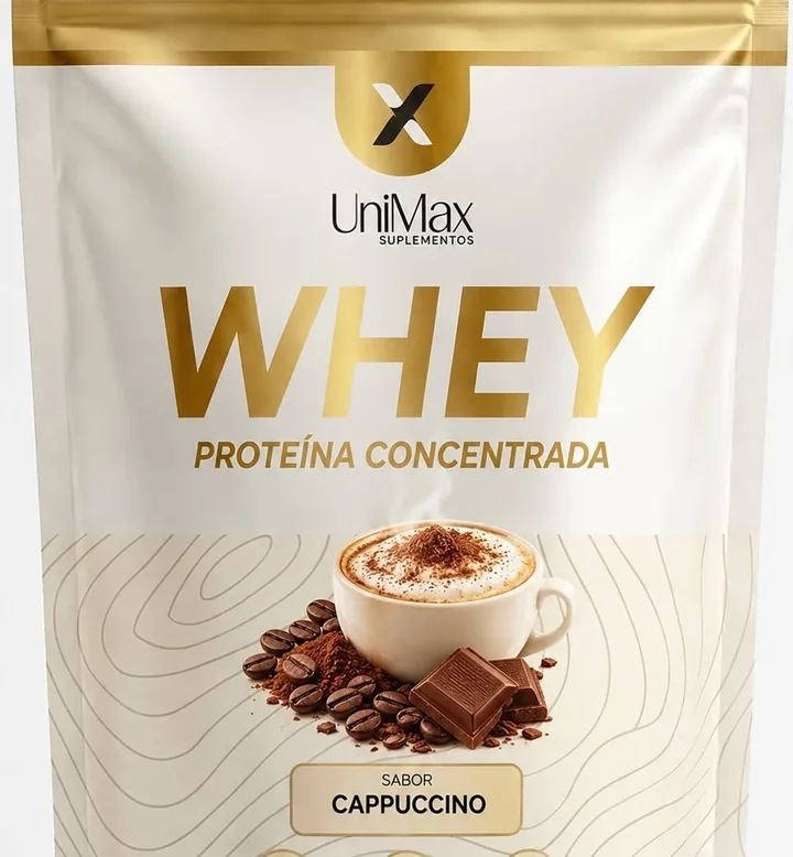 Embalagem do Whey Protein UniMax sabor cappuccino